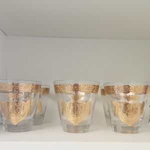 6 Vintage Bar Set Gold-foiled Bar Set, Highly Desirable For Bar Enthusiasts